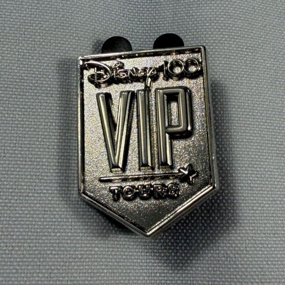 Disney 100 VIP Tours Pin Silver Tone Anniversary Shield Disney‎
